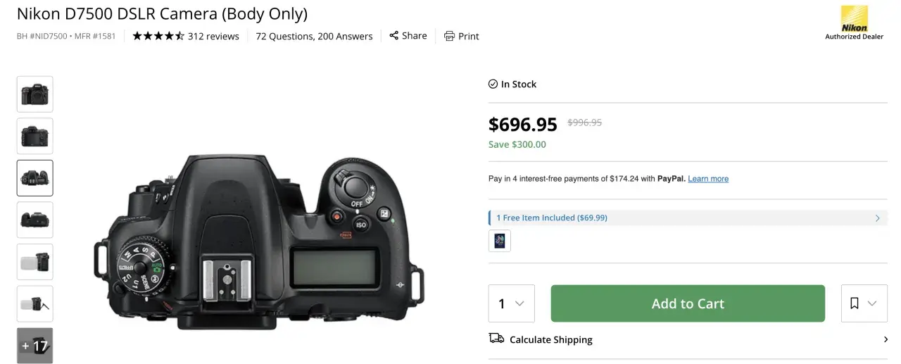 Dettaglio della Nikon D7500, con rotella impostazioni e pulsanti. Utile per chi cerca nikon d7500 impostazioni consigliate.