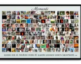 A framed collage of many small square photos of people, animals, and scenes, with the word "Momenti" at the top.