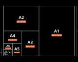 Schema che illustra le proporzioni dei vari formati immagine della serie A, da A0 ad A10, con le relative dimensioni in cm.