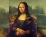 La Gioconda con sovrapposta la spirale della sezione aurea, evidenziando la sua composizione armonica.