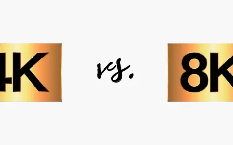 Confronto tra risoluzioni: 4K vs 8K. Immagine in formato 4k con loghi dorati e neri.