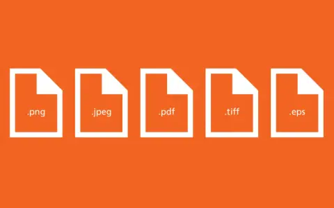 Icone di file con estensioni: .raw, .png, .jpeg, .pdf, .tiff, .eps, .svg.