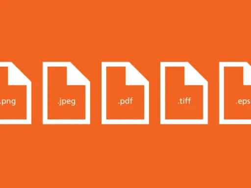 Icone di file con estensioni: .raw, .png, .jpeg, .pdf, .tiff, .eps, .svg.