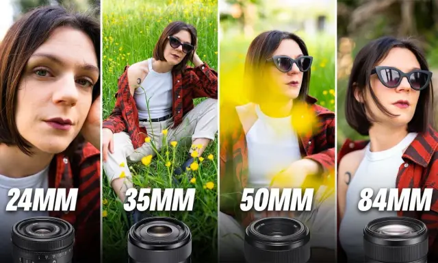 Confronto tra obiettivi: 24mm, 35mm, 50mm e 84mm. L'obiettivo 50mm a cosa serve? Ideale per ritratti con sfondo sfocato.