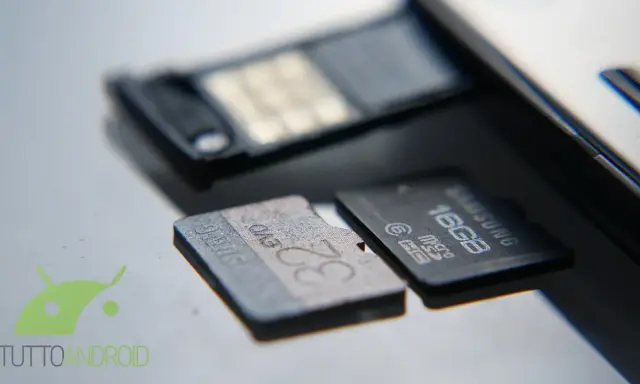 Schede SD Samsung da 32GB e 16GB, per valutare la velocità di trasferimento dati.