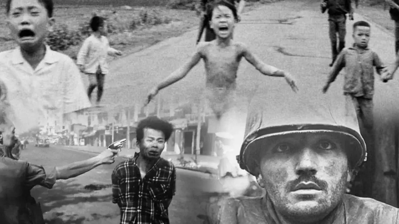 Un bambino nudo corre terrorizzato, un soldato punta una pistola, un volto di guerra. Un crudo reportage di guerra.